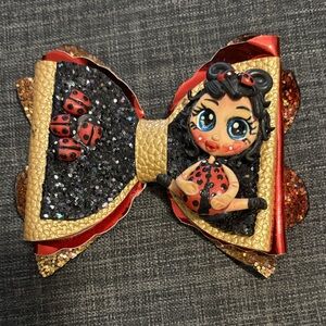 🐞🐞🐞Handmade Ladybug Doll Glitter Hair Bow Clip